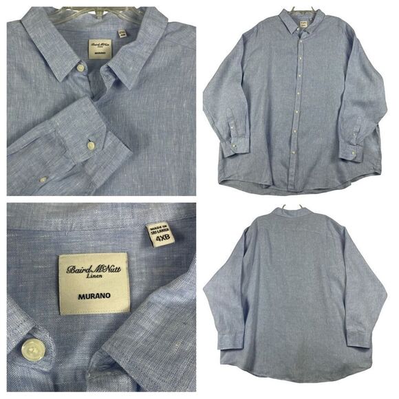 Men's Murano Baird-McNutt 100% Linen Long Sleeve Button Down 4XB - Picture 3 of 9